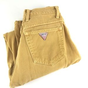 Vintage Made in USA Guess Mustard Yellow Jeans 25”